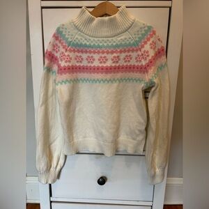 Janie and Jack girl’s the flower fair isle sweater 10 cream and sugar colorway